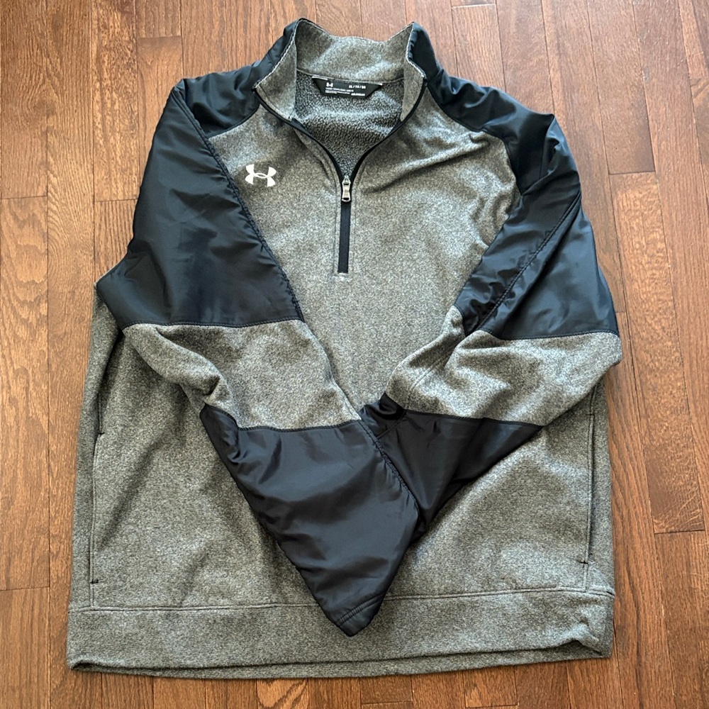 Under Armour Black and Gray Quarter-Zip Pullover